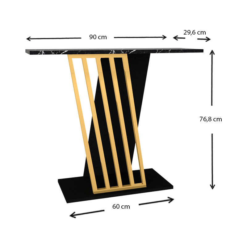 Κονσόλα Gravity Megapap χρώμα μαύρο εφέ μαρμάρου - χρυσό 90x29,6x76,8εκ.