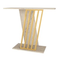 Κονσόλα Gravity Megapap χρώμα travertine - χρυσό 90x29,6x76,8εκ.