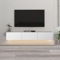 Έπιπλο τηλεόρασης επιτοίχιο Damla Megapap με LED χρώμα λευκό 180x29,5x29,5εκ.