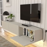 Έπιπλο τηλεόρασης επιτοίχιο Damla Megapap με LED χρώμα sandstone 180x29,5x29,5εκ.