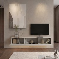 Έπιπλο τηλεόρασης επιτοίχιο Damla Megapap με LED χρώμα sandstone 180x29,5x29,5εκ.