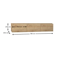 Έπιπλο τηλεόρασης επιτοίχιο Damla Megapap με LED χρώμα sapphire oak 180x29,5x29,5εκ.