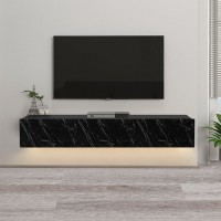 Έπιπλο τηλεόρασης επιτοίχιο Damla Megapap με LED χρώμα μαύρο εφέ μαρμάρου 180x29,5x29,5εκ.
