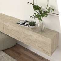 Έπιπλο τηλεόρασης επιτοίχιο Damla Megapap με LED χρώμα travertine 180x29,5x29,5εκ.