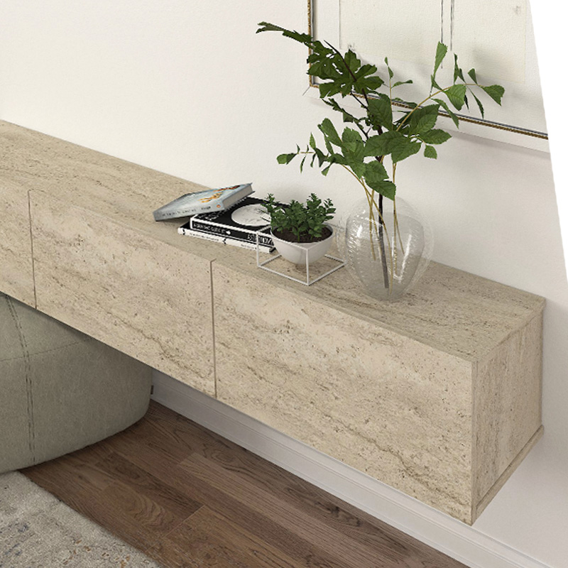 Έπιπλο τηλεόρασης επιτοίχιο Damla Megapap με LED χρώμα travertine 180x29,5x29,5εκ.