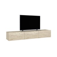 Έπιπλο τηλεόρασης επιτοίχιο Damla Megapap με LED χρώμα travertine 180x29,5x29,5εκ.