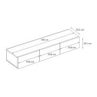 Έπιπλο τηλεόρασης επιτοίχιο Damla Megapap με LED χρώμα travertine 180x29,5x29,5εκ.