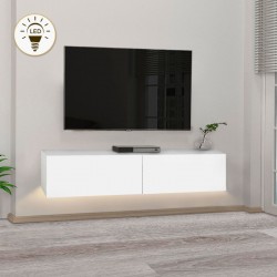 Έπιπλο τηλεόρασης επιτοίχιο Aristo Megapap από μελαμίνη με LED χρώμα λευκό 135x31,6x25εκ.
