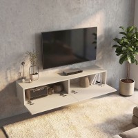 Έπιπλο τηλεόρασης επιτοίχιο Aristo Megapap με LED χρώμα sandstone 135x31,6x25εκ.