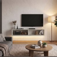 Έπιπλο τηλεόρασης επιτοίχιο Aristo Megapap με LED χρώμα sandstone 135x31,6x25εκ.