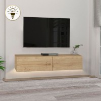 Έπιπλο τηλεόρασης επιτοίχιο Aristo Megapap με LED χρώμα sapphire oak 135x31,6x25εκ.
