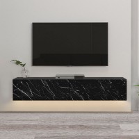Έπιπλο τηλεόρασης επιτοίχιο Aristo Megapap με LED χρώμα μαύρο - εφέ μαρμάρου 135x31,6x25εκ.