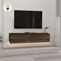 Έπιπλο τηλεόρασης επιτοίχιο Aristo Megapap με LED χρώμα καρυδί 135x31,6x25εκ.