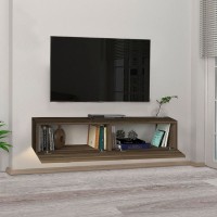 Έπιπλο τηλεόρασης επιτοίχιο Aristo Megapap με LED χρώμα καρυδί 135x31,6x25εκ.