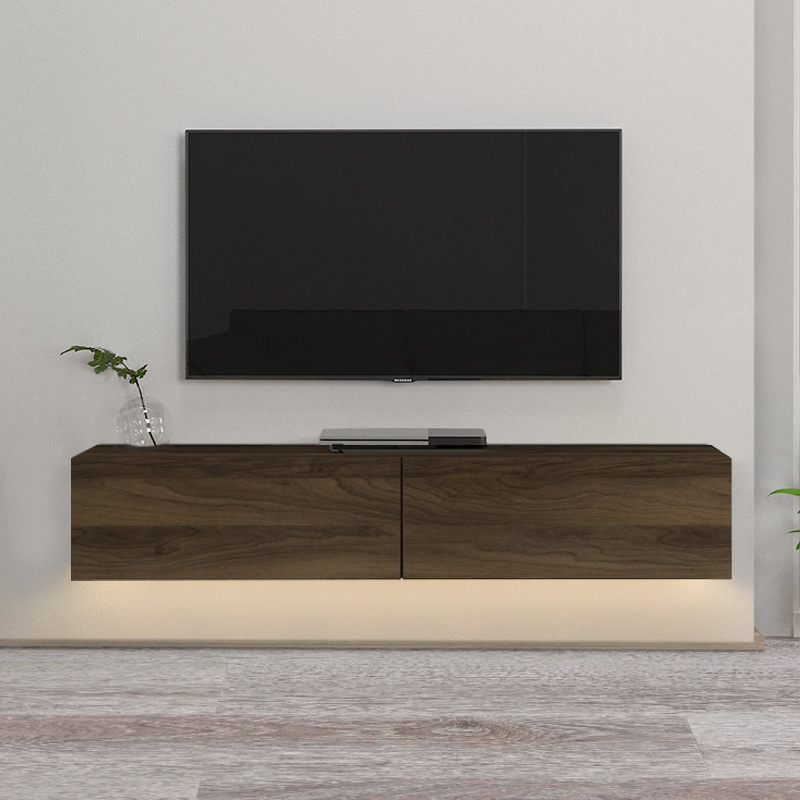 Έπιπλο τηλεόρασης επιτοίχιο Aristo Megapap με LED χρώμα καρυδί 135x31,6x25εκ.