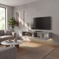 Έπιπλο τηλεόρασης επιτοίχιο Aristo Megapap με LED χρώμα γκρι σκυροδέματος 135x31,6x25εκ.