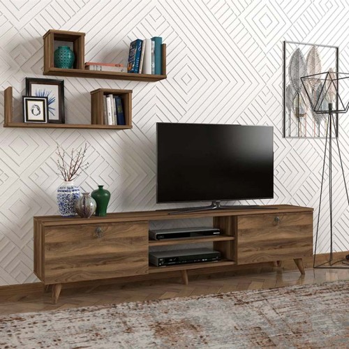 Έπιπλο τηλεόρασης Seddra Megapap χρώμα καρυδί 180x31,5x45εκ.