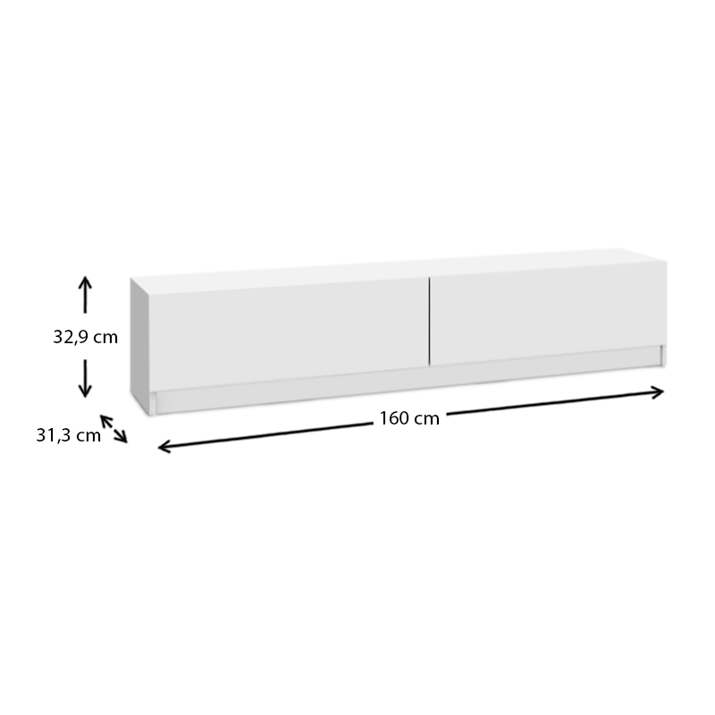 Έπιπλο τηλεόρασης Ahenk Megapap χρώμα λευκό 160x31,3x32,9εκ.