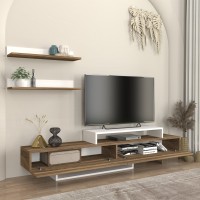 Έπιπλο τηλεόρασης Nirvana Megapap χρώμα καρυδί - λευκό 180x31,3x41,7εκ.