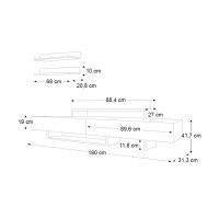 Έπιπλο τηλεόρασης Nirvana Megapap χρώμα καρυδί - λευκό 180x31,3x41,7εκ.