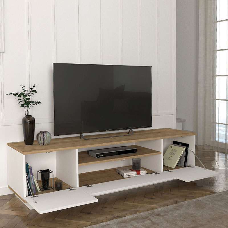 Έπιπλο τηλεόρασης Fedya Megapap χρώμα λευκό - sapphire oak 180x45x44,6εκ.