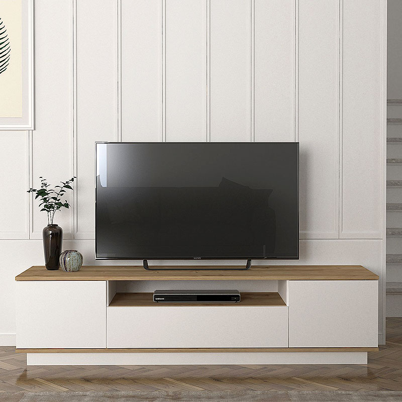 Έπιπλο τηλεόρασης Fedya Megapap χρώμα λευκό - sapphire oak 180x45x44,6εκ.