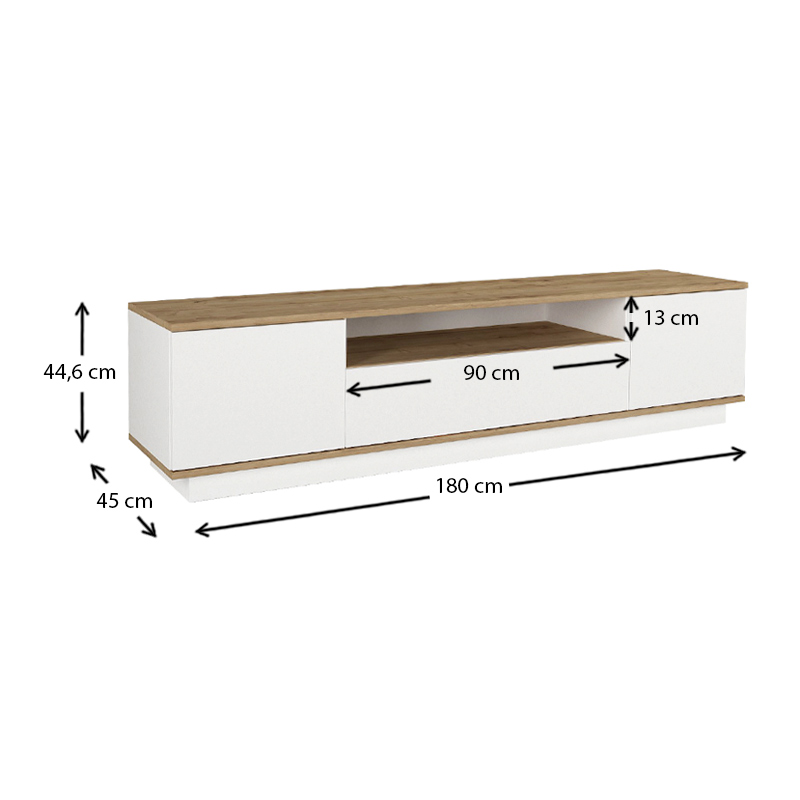 Έπιπλο τηλεόρασης Fedya Megapap χρώμα λευκό - sapphire oak 180x45x44,6εκ.