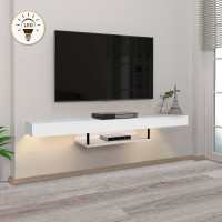 Έπιπλο τηλεόρασης επιτοίχιο Albares Megapap με LED χρώμα λευκό 150x29,6x22εκ.