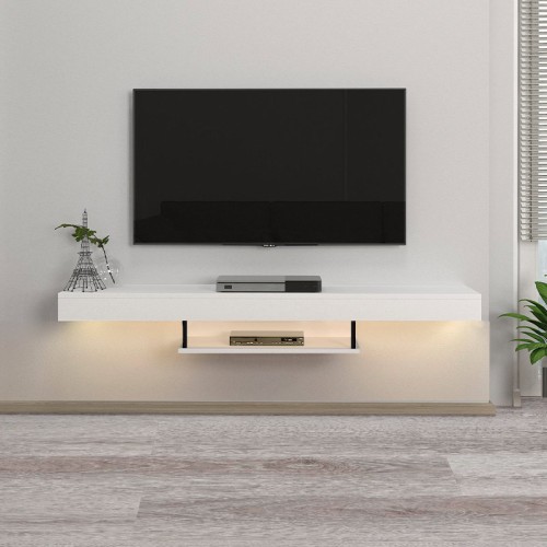 Έπιπλο τηλεόρασης επιτοίχιο Albares Megapap με LED χρώμα λευκό 150x29,6x22εκ.