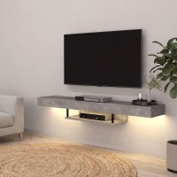 Έπιπλο τηλεόρασης επιτοίχιο Albares Megapap με LED χρώμα γκρι σκυροδέματος 150x29,6x22εκ.