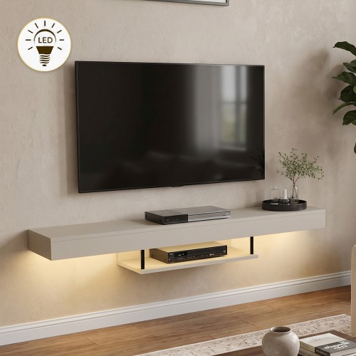 Έπιπλο τηλεόρασης επιτοίχιο Albares Megapap με LED χρώμα sandstone 150x29,6x22εκ.