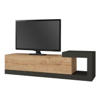 Έπιπλο τηλεόρασης επιτοίχιο Volare Megapap χρώμα sapphire oak - ανθρακί 150x29,6x38,6εκ.