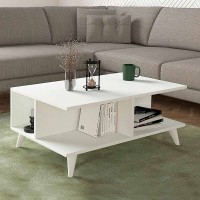 Τραπεζάκι σαλονιού Sedra Megapap χρώμα λευκό 90x60x38,6εκ.