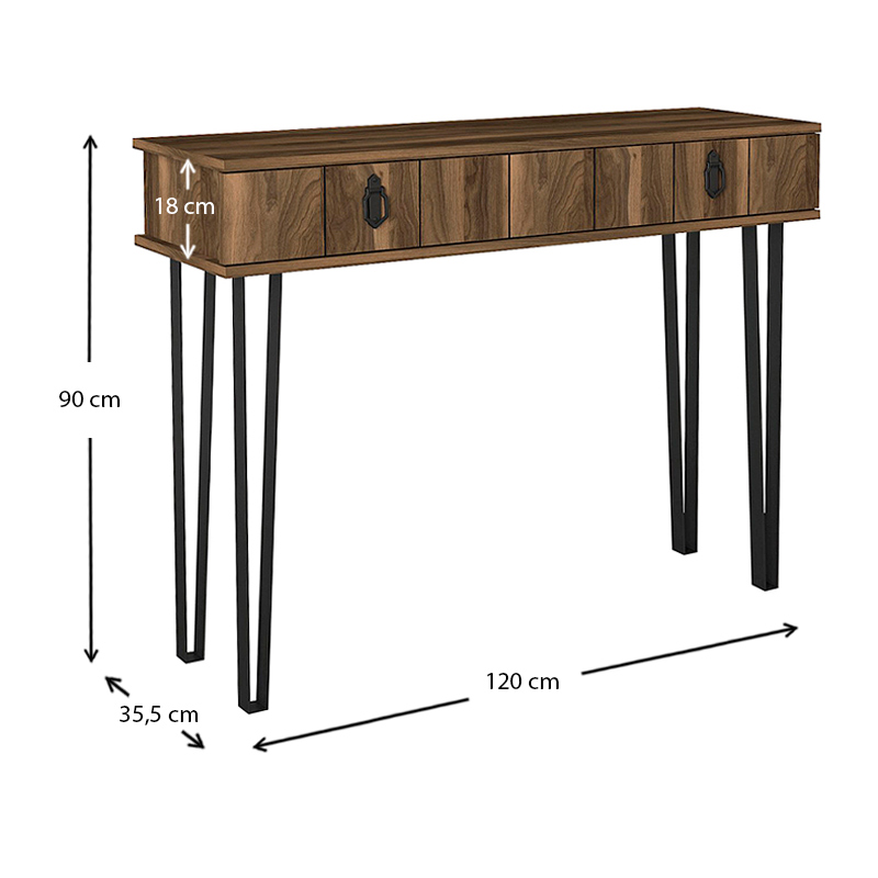 Κονσόλα Helsinki Megapap χρώμα καρυδί 120x35,5x90εκ.