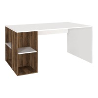 Γραφείο εργασίας Coral Megapap χρώμα λευκό - καρυδί 140x60x75εκ.