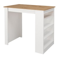Τραπέζι μπαρ Monaco Megapap χρώμα λευκό - sapphire oak 120x51,6x101,8εκ.