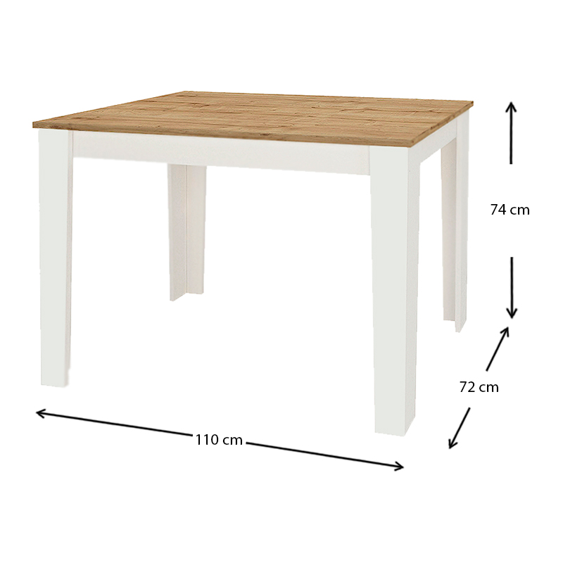 Τραπέζι Darlen Megapap χρώμα λευκό - sapphire oak 110x72x74εκ.
