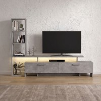 Σύνθεση τηλεόρασης Simal Megapap με LED χρώμα γκρι σκυροδέματος 168,2x31,3x120εκ.