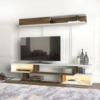 Σύνθεση τηλεόρασης Manet Megapap με LED χρώμα λευκό - καρυδί 180x29,5x39εκ.