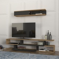 Σύνθεση τηλεόρασης Manet Megapap με LED χρώμα sepet oak - ανθρακί 180x29,5x39εκ.