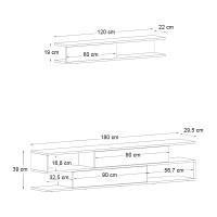 Σύνθεση τηλεόρασης Manet Megapap με LED χρώμα sepet oak - ανθρακί 180x29,5x39εκ.