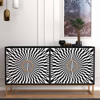 Μπουφές Gradel Megapap χρώμα μαύρο - ασπρόμαυρο 150x35x83,6εκ.