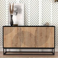Μπουφές Themis Megapap χρώμα μαύρο - sapphire oak 150x35x83,6εκ.