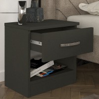 Κομοδίνο Lube Megapap χρώμα ανθρακί 40x28,2x40εκ.