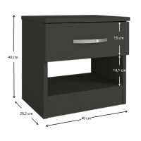 Κομοδίνο Lube Megapap χρώμα ανθρακί 40x28,2x40εκ.