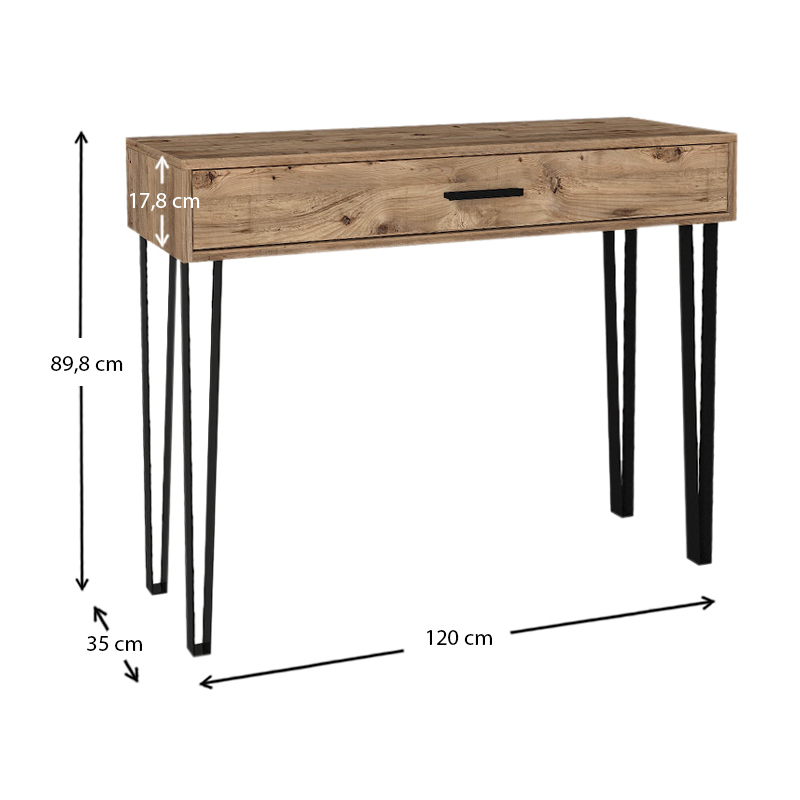 Κονσόλα Rochel Megapap χρώμα atlantic pine 120x35x89,8εκ.