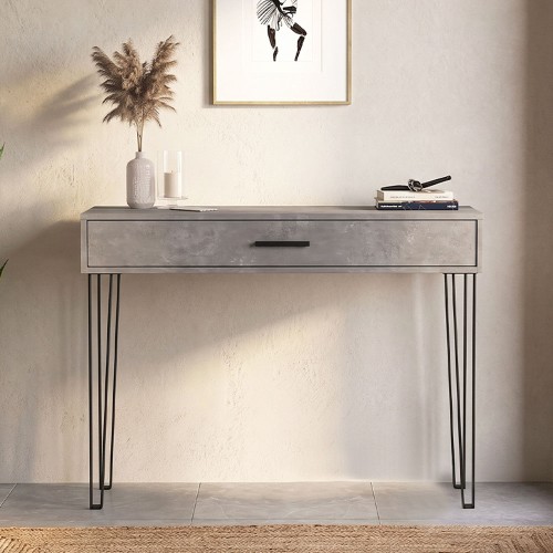 Κονσόλα Rochel Megapap χρώμα γκρι σκυροδέματος 120x35x89,8εκ.