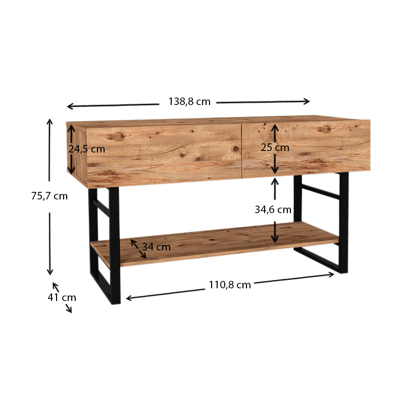 Κονσόλα Aron Megapap χρώμα atlantic pine 138,8x41x75,7εκ.