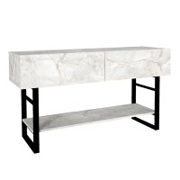Κονσόλα Aron Megapap χρώμα λευκό εφέ μαρμάρου 138,8x41x75,7εκ.