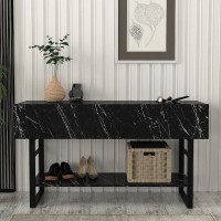 Κονσόλα Aron Megapap χρώμα μαύρο εφέ μαρμάρου 138,8x41x75,7εκ.